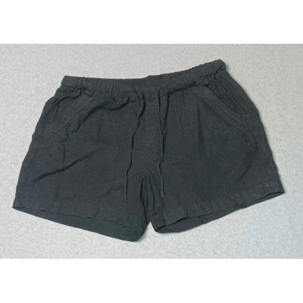 Briggs Linen Blend Pull On Shorts M Black Coastal Beachy Minimalist Lightweight